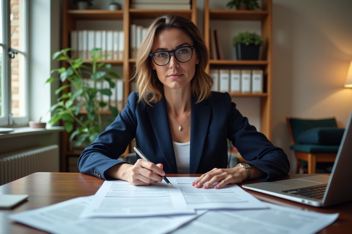 Femme remplissant les dossiers administratifs pour l'homologation d'un trike auprès des autorités françaises