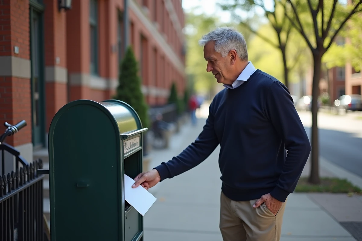 Homme postant une lettre de changement d